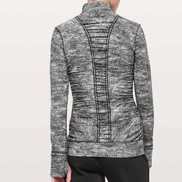 Lululemon Cypress Kiss 1/2 Zip Rush Jacquard Black White Size 8 - Picture 2 of 13
